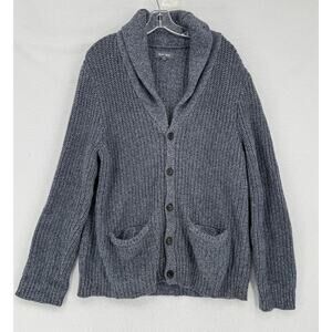 Bonobos Mens Blue Chunky Knit Cotton Shawl Collar Cardigan Sweater Sz L
